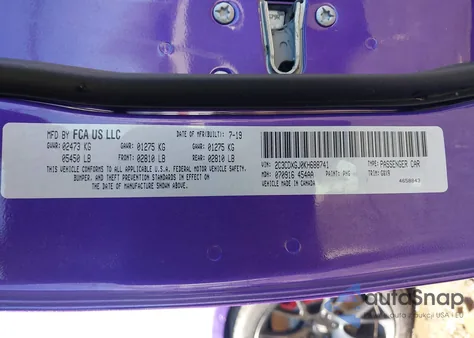 2019 Dodge Charger Scat Pack Rwd from USA, damaged, VIN 2C3CDXGJ0KH688741